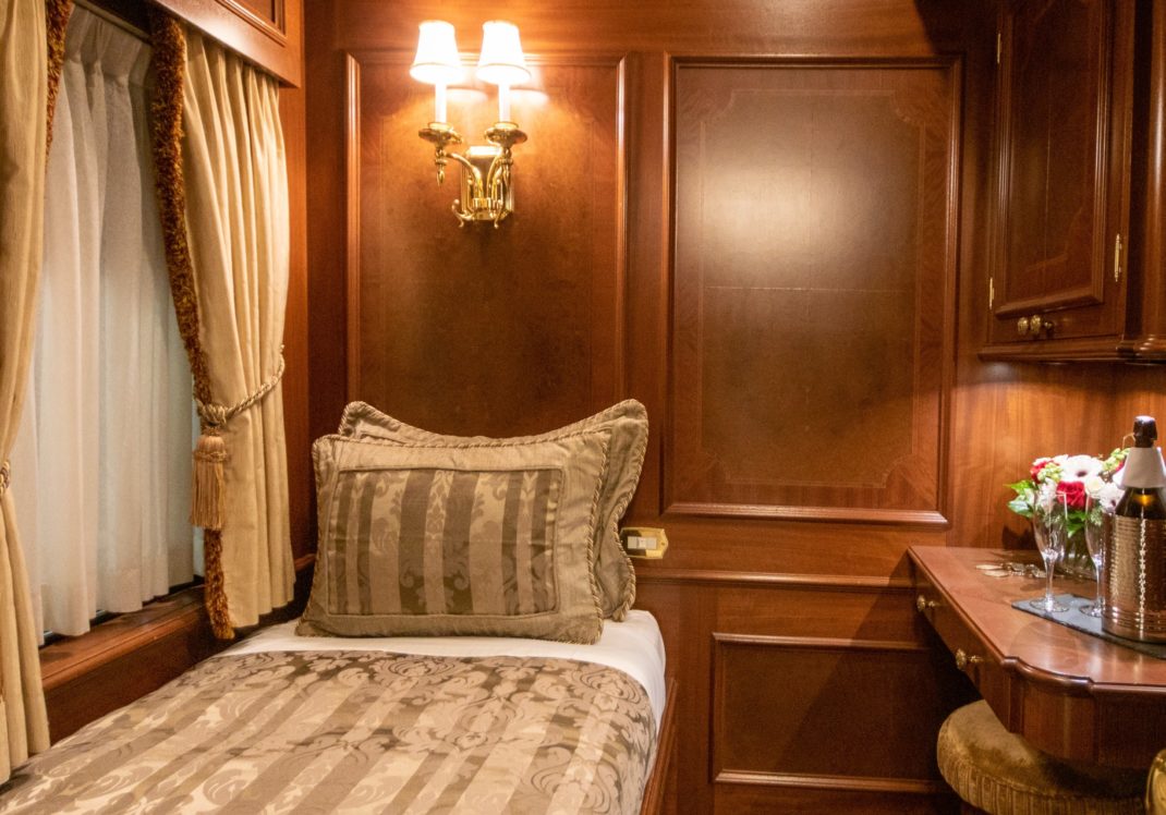 Full bed in a train car